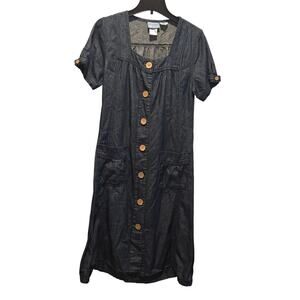 Koret Women's Large denim Pockets Button Front cottagecore sz M